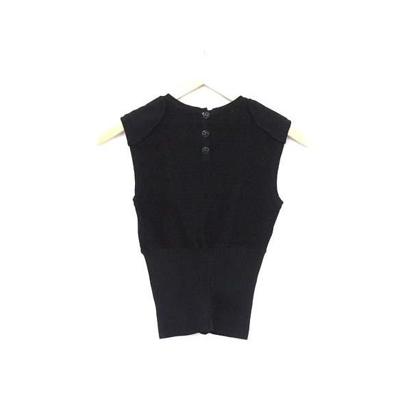 Chanel CC Logo Coco Button Knit Sleeveless 38 Black Sweater — view 2