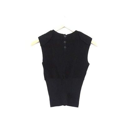 Chanel CC Logo Coco Button Knit Sleeveless 38 Black Sweater — view 2