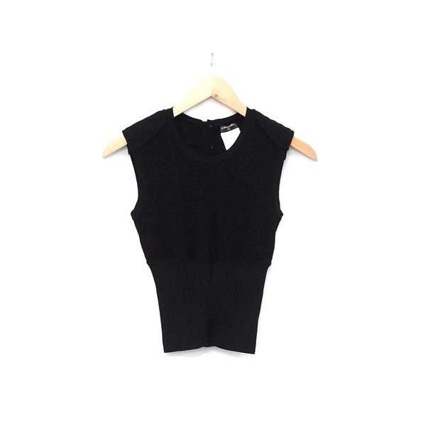 Chanel CC Logo Coco Button Knit Sleeveless 38 Black Sweater