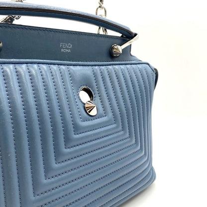 Fendi 8bn299 Dotcom Handbag Shoulder Bag 2way Blue Leather Women Fashion