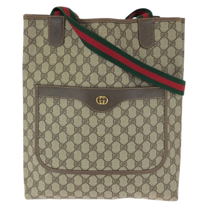 Gucci Vintage Sherry Line Beige Gold GG Supreme Canvas Tote