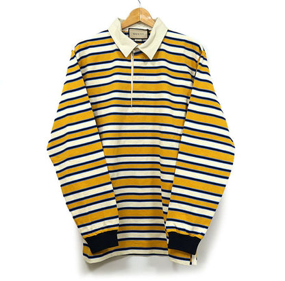 Gucci Long Sleeve Polo Shirt 758531 Size S Striped Yellow