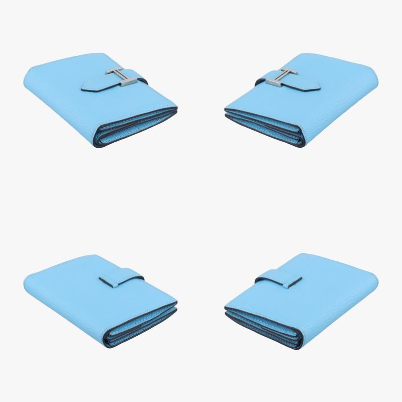 Hermes Bearn Souffle Blue Leather D Ai002id