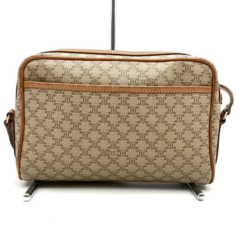Celine Crossbody Shoulder Bag Vintage Beige Pvc/leather Ladies High Brand