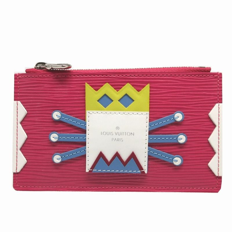 Louis Vuitton Epi Pochette Cles Tribal Mask Pink Coin Case Wallet 2274