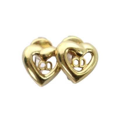 Dior Earrings Clip Type Logo Heart Gold