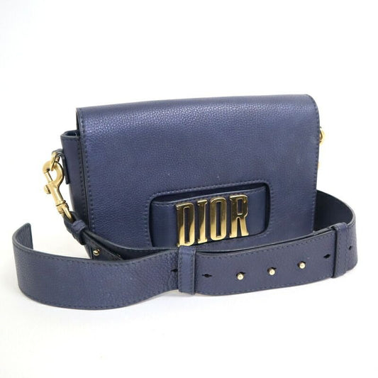 Dior Evolution Shoulder Bag Navy Gold Leather