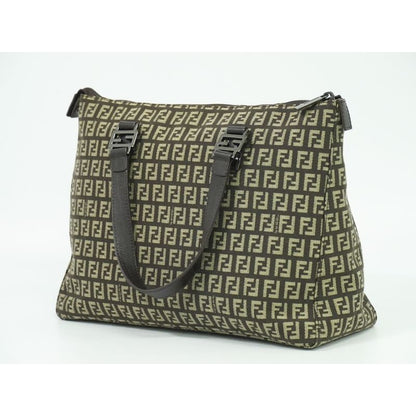 Fendi Zucchino Tote Handbag Canvas Brown 8 Bh138 Bag — view 2
