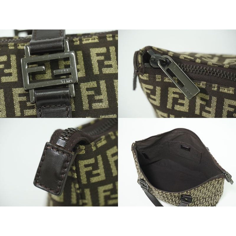 Fendi Zucchino Tote Handbag Canvas Brown 8 Bh138 Bag — view 7