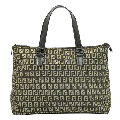 Fendi Zucchino Tote Handbag Canvas Brown 8 Bh138 Bag