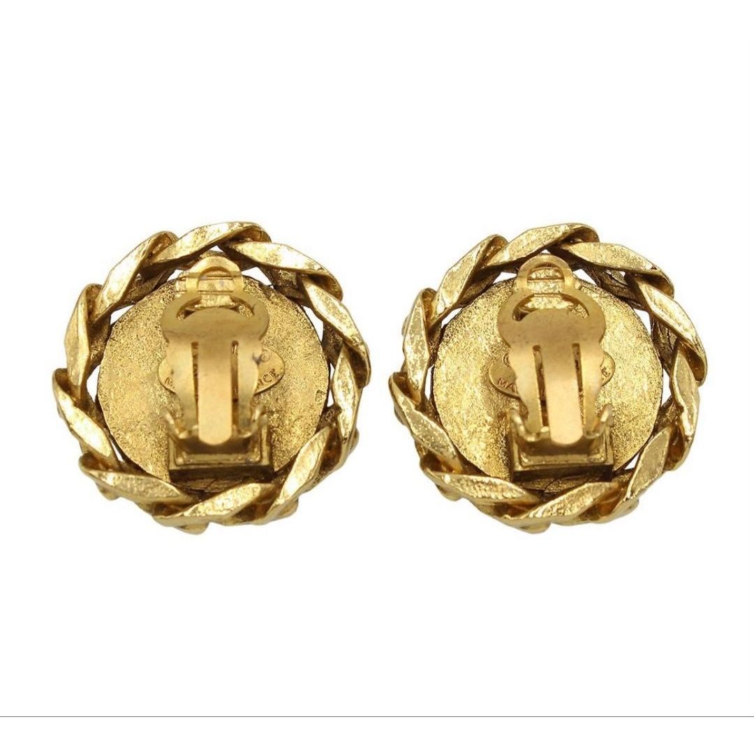 Chanel CC Logo Line Stone Round Earrings — view 2