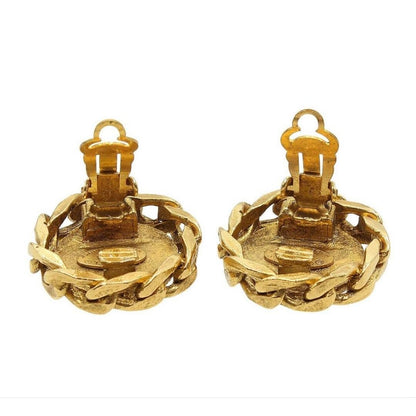 Chanel CC Logo Line Stone Round Earrings — view 4
