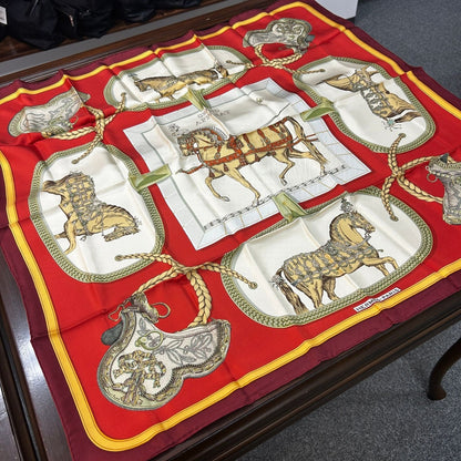 Hermes Carre 90 Orange Dressed Horse Scarf