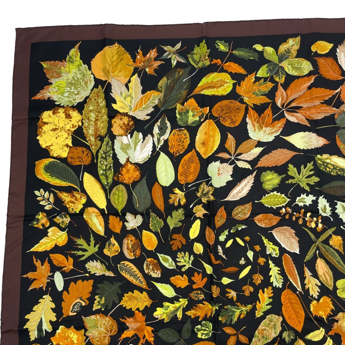 Hermes Scarf Silk Carre 90 Tourbillon Fallen Leaves Swirl Brown — view 2