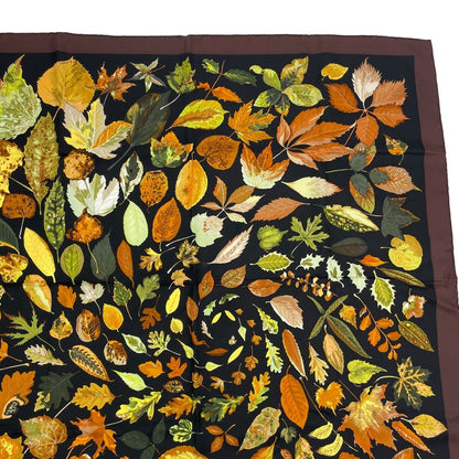 Hermes Scarf Silk Carre 90 Tourbillon Fallen Leaves Swirl Brown — view 3