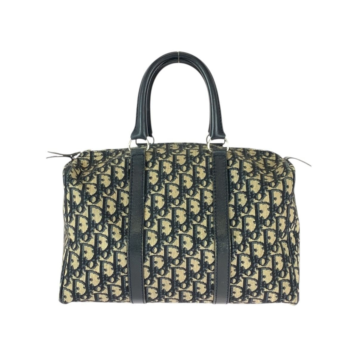 Dior Christian Trotter Beige Navy Silver Mini Boston Bag