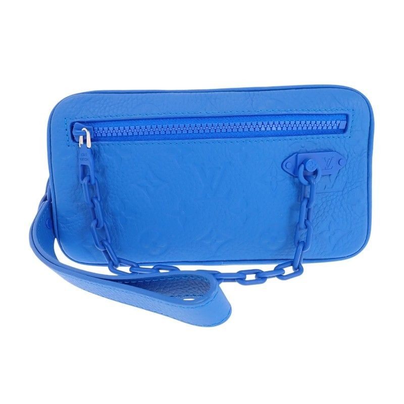 Louis Vuitton Pochette Volga Clutch Taurillon Leather Blue