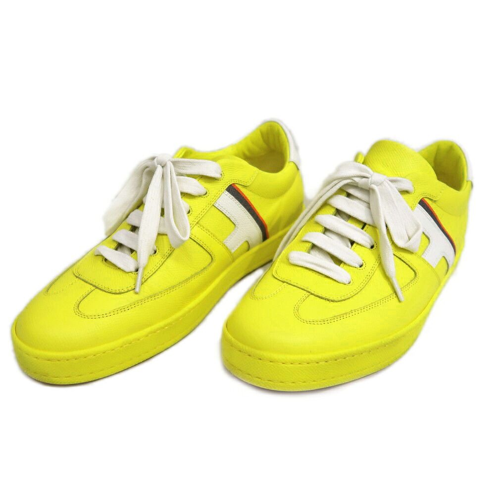 Hermes Boomerang Sneakers 40.5 Yellow Leather Shoes — view 2