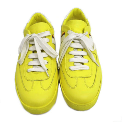 Hermes Boomerang Sneakers 40.5 Yellow Leather Shoes — view 4