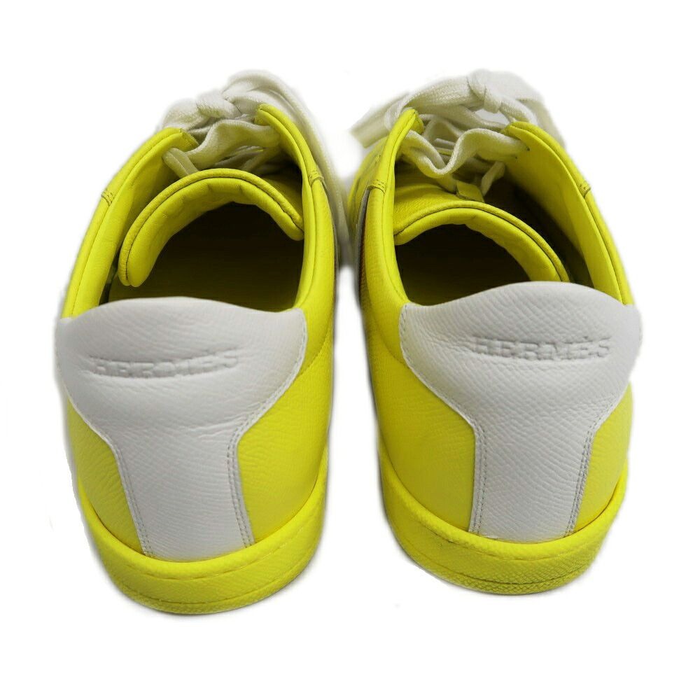 Hermes Boomerang Sneakers 40.5 Yellow Leather Shoes — view 8