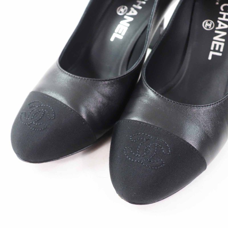 CHANEL G40154 Matelasse Heels Coco Mark Stitching Leather Pumps Black 36 With