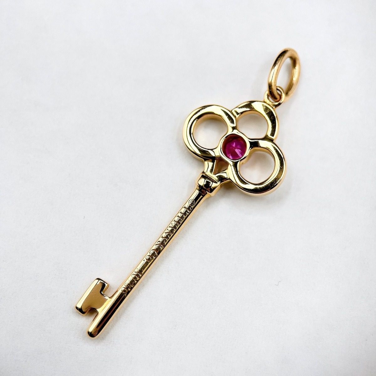 Tiffany & Co Crown Key Diamond Pink Gold Pendant Top — view 2