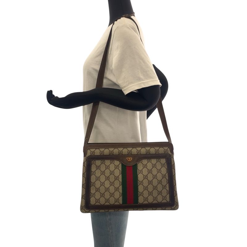 Gucci Vintage Old Gucci Sherry Line Beige Brown GG Supreme Canvas 001 16 4085