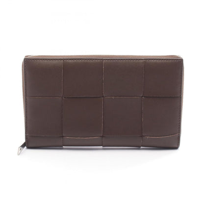 Bottega Veneta Round Wallet Cassette Dark Brown Leather