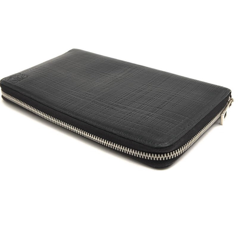 Loewe Long Wallet Women Leather Black C525 T12 X01 Linen Zip Around — view 4