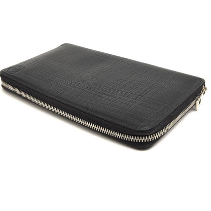 Loewe Long Wallet Women Leather Black C525 T12 X01 Linen Zip Around — view 4