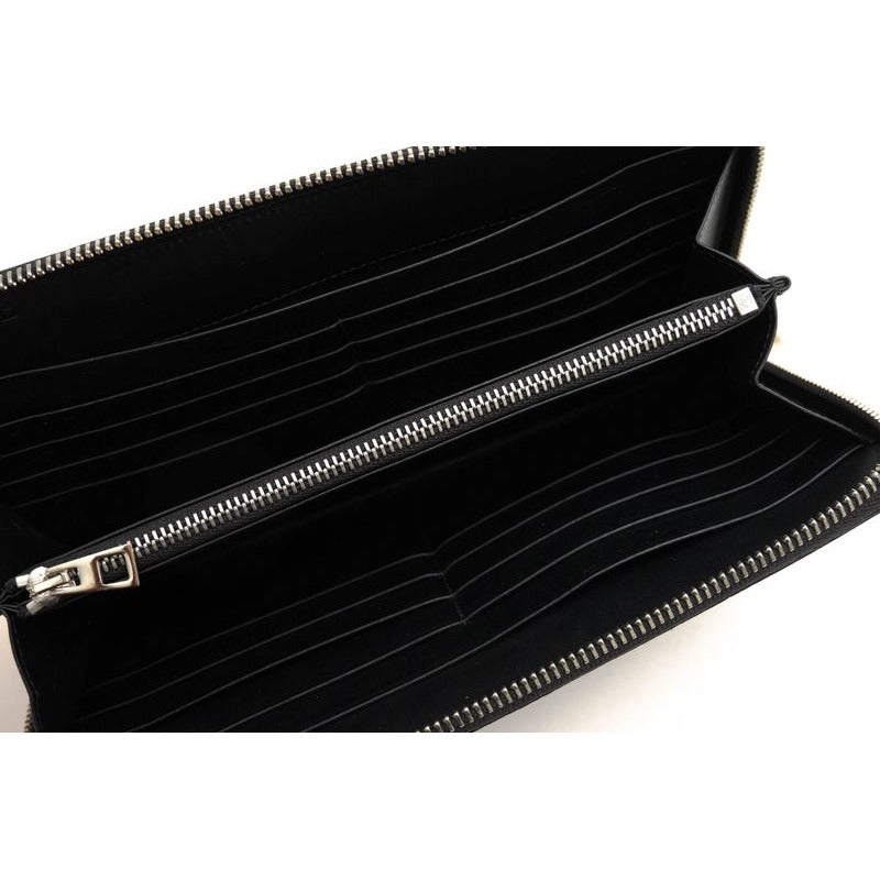 Loewe Long Wallet Women Leather Black C525 T12 X01 Linen Zip Around — view 5