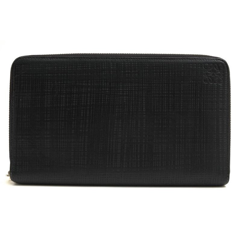 Loewe Long Wallet Women Leather Black C525 T12 X01 Linen Zip Around