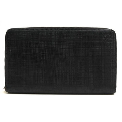 Loewe Long Wallet Women Leather Black C525 T12 X01 Linen Zip Around