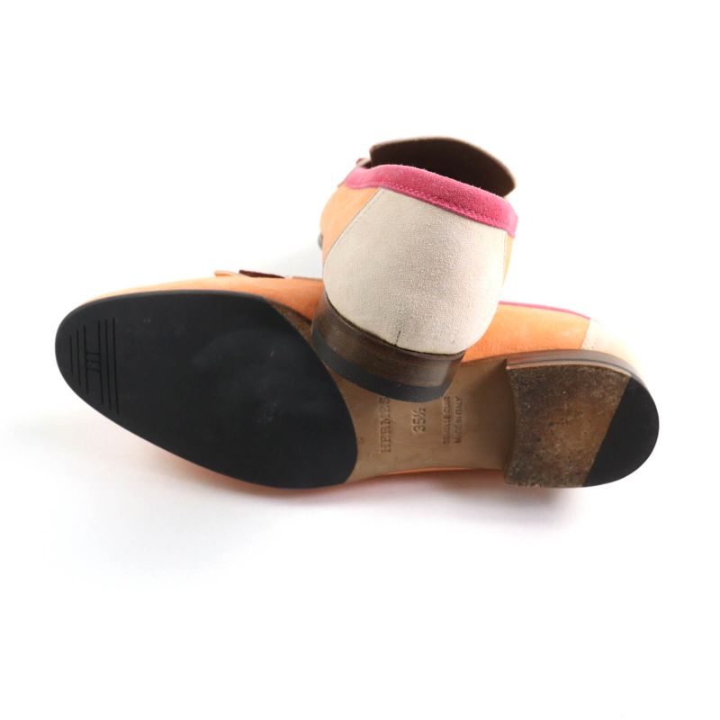 Hermes 181071z Royale Hhardware Attached Tassel Almond Toe Suede Leather Loafer