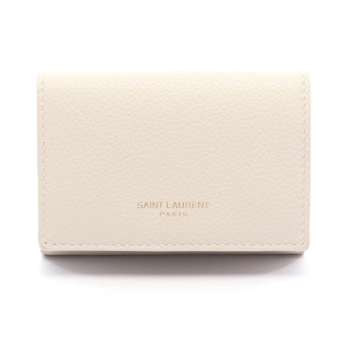 Saint Laurent Paris Trifold Wallet Compact Ivory Leather