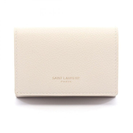 Saint Laurent Paris Trifold Wallet Compact Ivory Leather