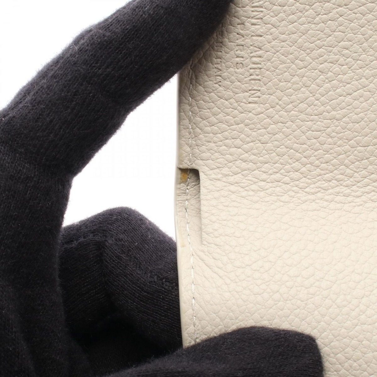 Saint Laurent Paris Trifold Wallet Compact Ivory Leather — view 7