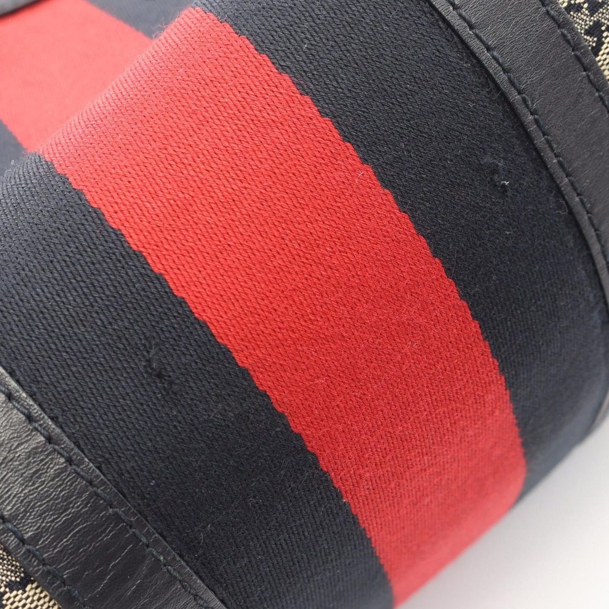 Gucci Handbag Webbing Line GG Canvas 2-Way Beige Black Boston — view 7