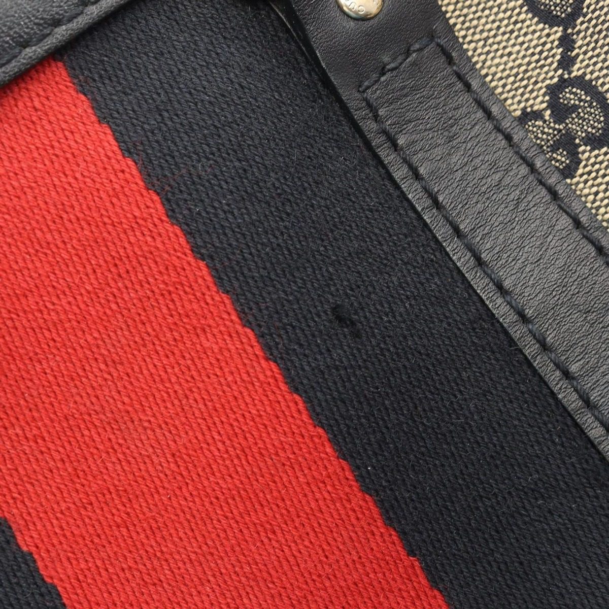 Gucci Handbag Webbing Line GG Canvas 2-Way Beige Black Boston — view 8