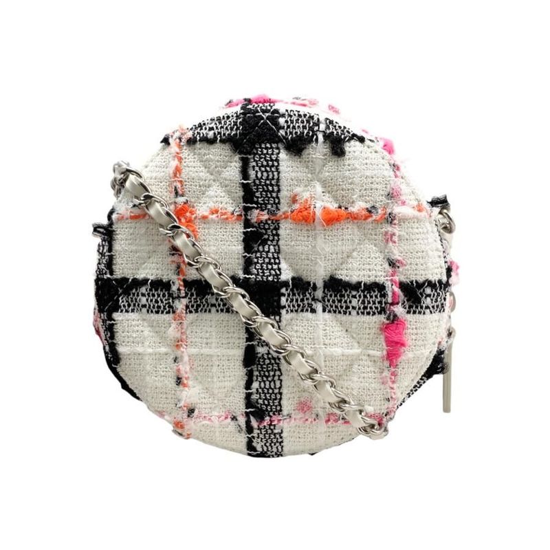 Chanel Shoulder Bag Round Mini Classic Chain Ap0245 Matelasse Tweed Coco Mark