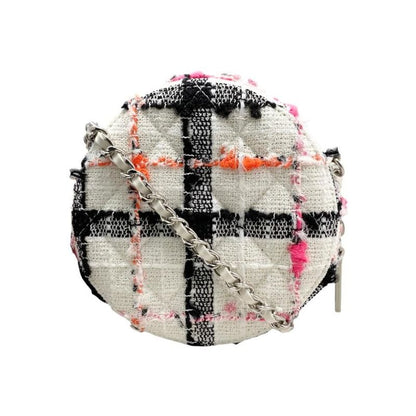Chanel Shoulder Bag Round Mini Classic Chain Ap0245 Matelasse Tweed Coco Mark