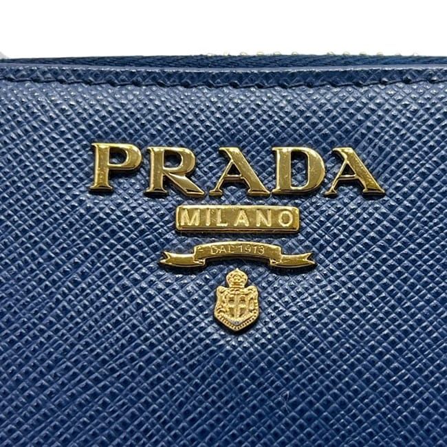 Prada Coin Case Blue Bluette Saffiano Metal