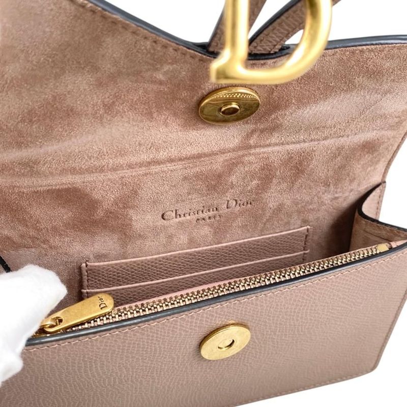 Christian Dior Waist Bag Saddle Belt Pouch S5619cwvg-50pu Logo Pink Beige Gold