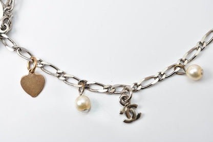 Chanel Necklace Pendant Bracelet Clover Heart Silver