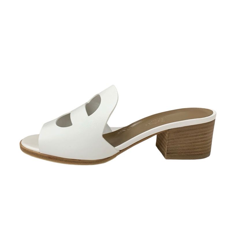 Hermes Mona Sandals Shoes Leather White Mules