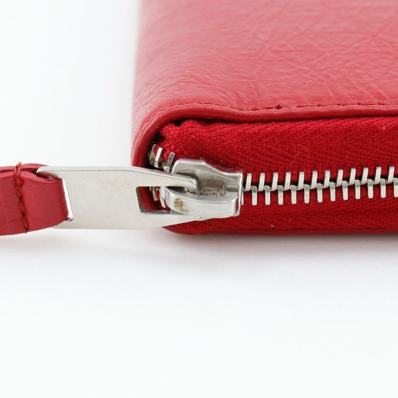 Balenciaga Round Zipper 541996 Calf Red Ladies Long Wallet
