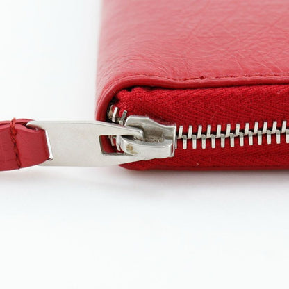 Balenciaga Round Zipper 541996 Calf Red Ladies Long Wallet