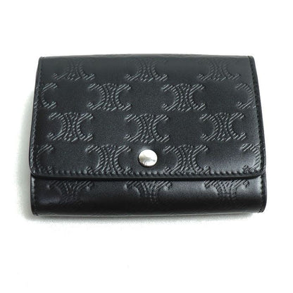 Celine Business Card Holder Triomphe Embossed Case Black 10 M243 Fqd38 si