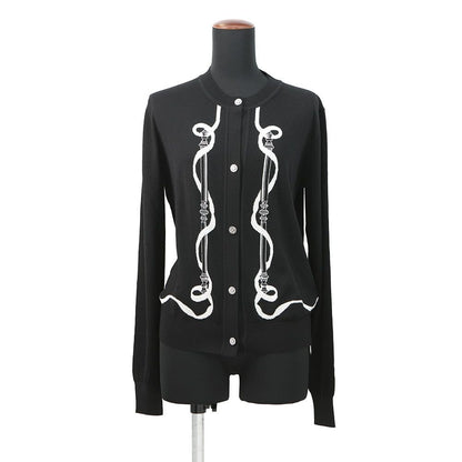 Hermes Cardigan Long Sleeve Felonerie Motif 36 Top Black