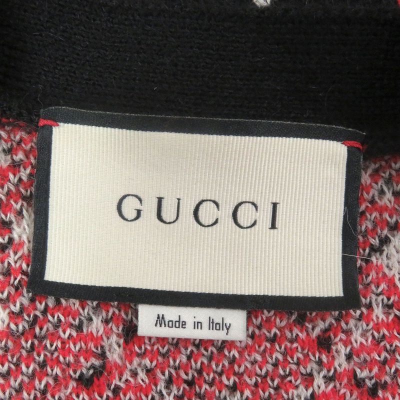Gucci 543497 Alpaca-blend GG Diamond Argyle Knit Cardigan Sweater Black S Made
